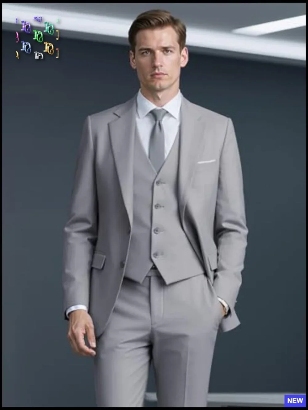 Slim Fit Three Piece Suit Set Elegant Classic Tuxedo for Wedding Business